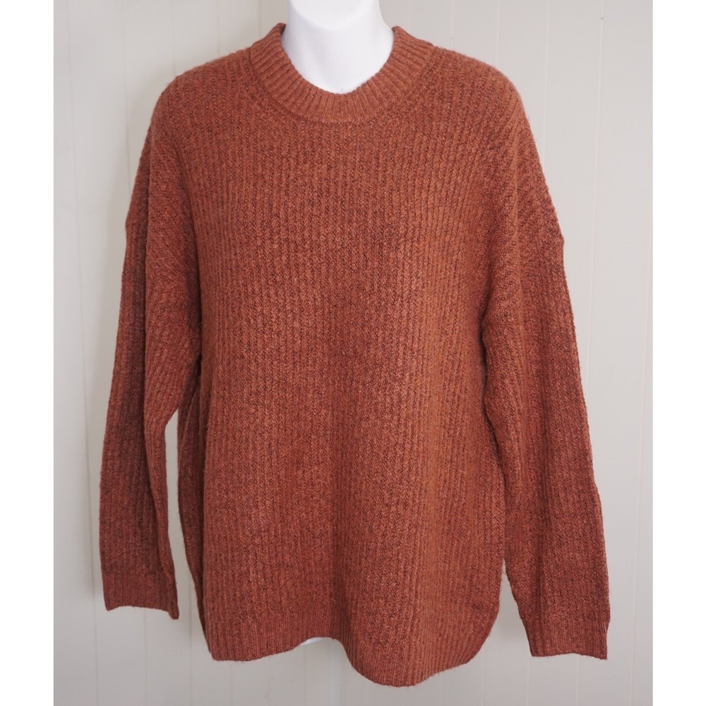 American Eagle Size Small Burnt Orange Ribbed Knit Crewneck Sweater